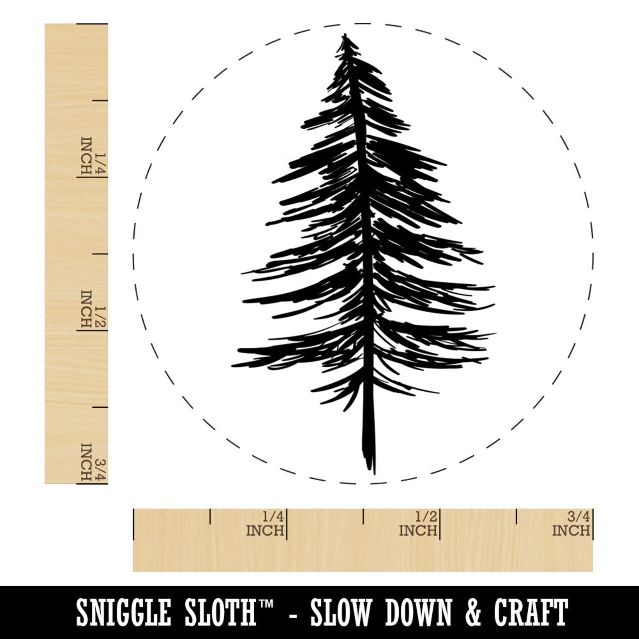 Hand Drawn Sketchy Christmas Evergreen Tree Rubber Stamp for Stamping Crafting Planners
